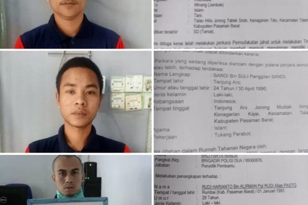 Tiga orang narapidana Lapas Talu Pasaman Barat yang melarikan diri pada Minggu